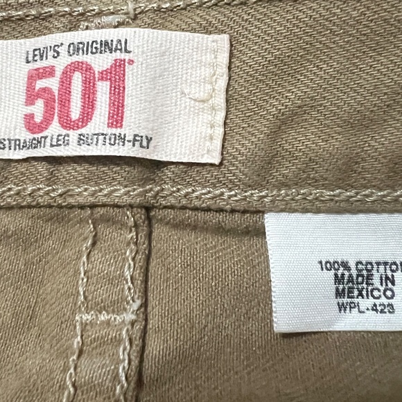 Levi's Men's Denim 501 Original Shrink to Fit Button Fly Jeans Brown 38x32 - Picture 3 of 5